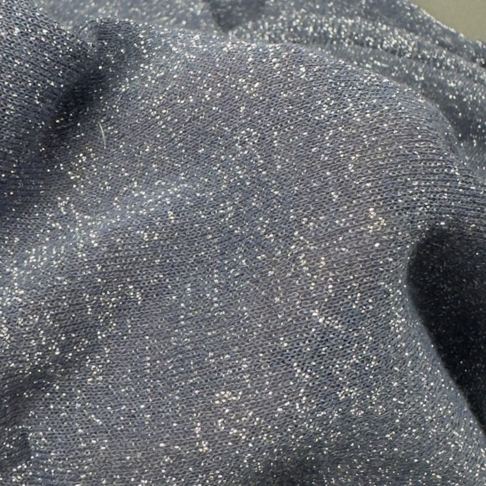 White + Warren Blue Sparkle Knit Short Sleeve Sweater Top Womens Size Small - Picture 7 of 10